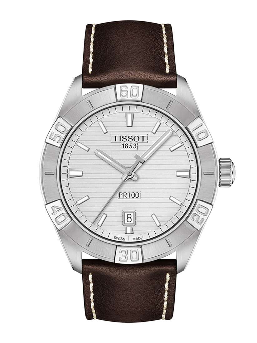 Buy TISSOT Men Silver Toned Brown Leather Analogue Watch Watches for Men 13113608 Myntra