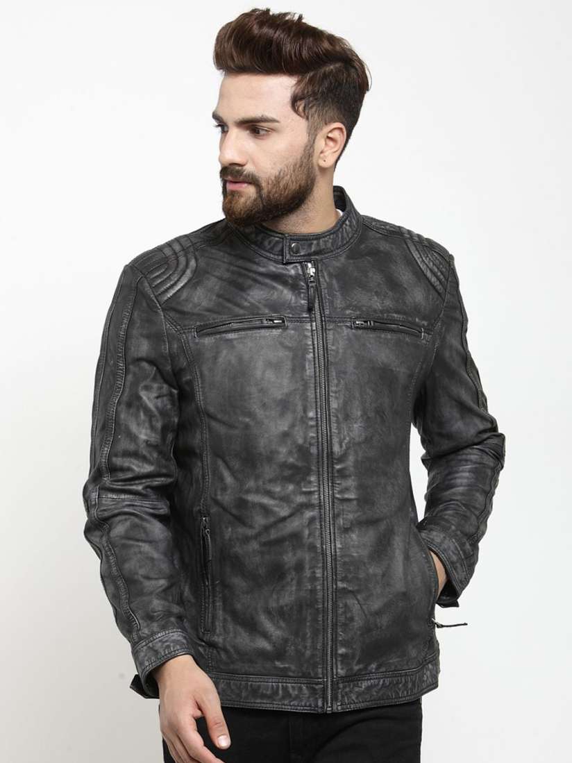 Buy Teakwood Leathers Men Black Solid Water Resistant Leather Jacket Jackets for Men 13112622 Myntra