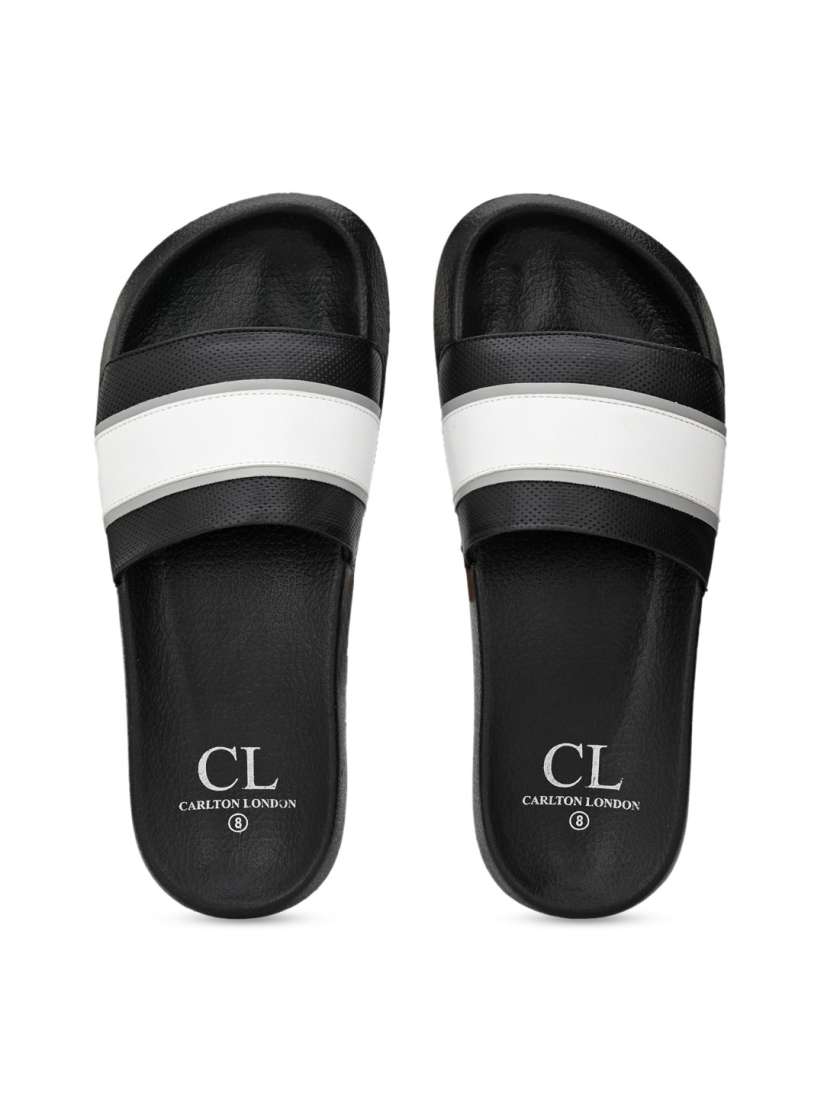 Black and white striped sliders discount
