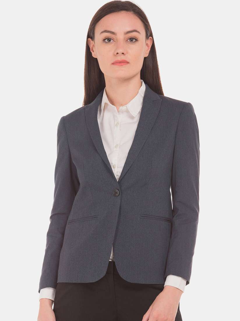 Buy Arrow Women Navy Blue Solid Single Breasted Formal Blazer Blazers for Women 13127302 Myntra