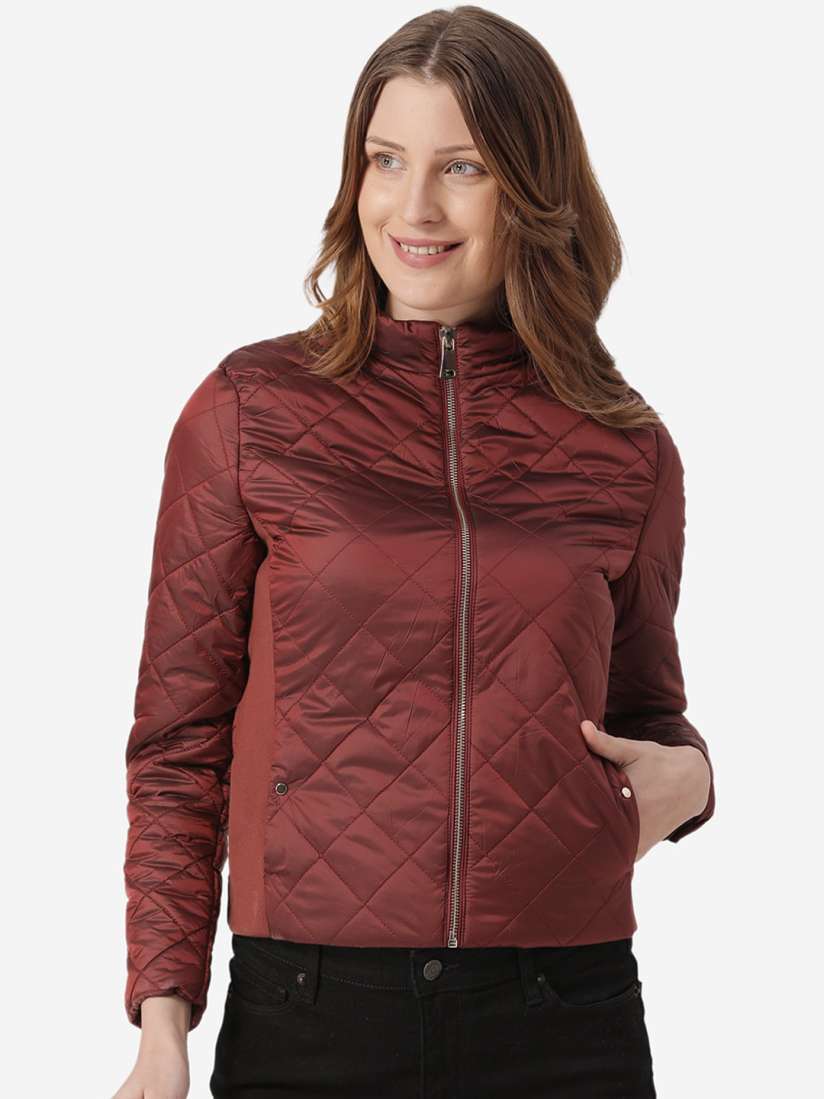 Buy Mode by Red Tape Women Maroon Solid Quilted Jacket Jackets for Women 13124494 Myntra