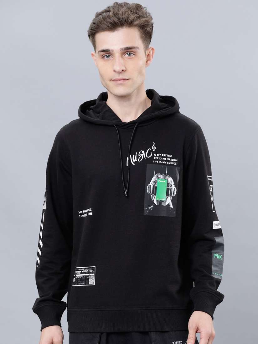 Black hoodie myntra clearance