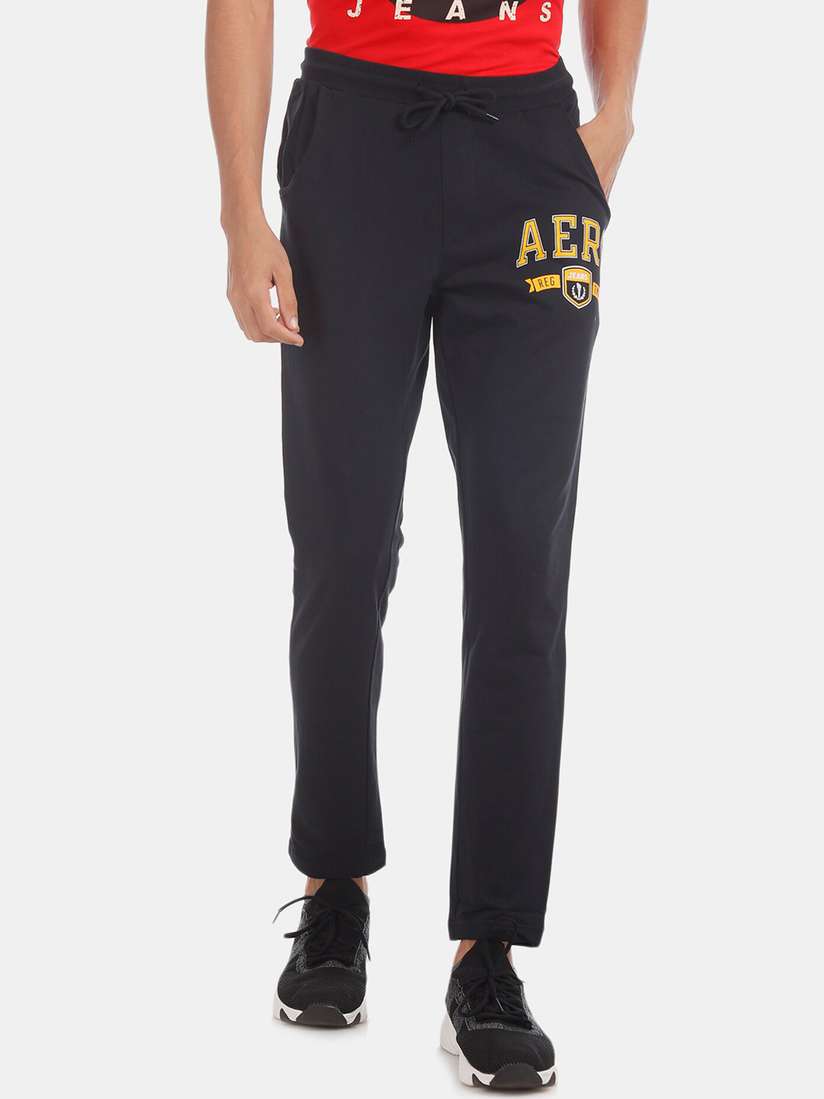 Mens Aeropostale Black Pants Buy Aeropostale Men Black Solid Straight-Fit Track Pants Track