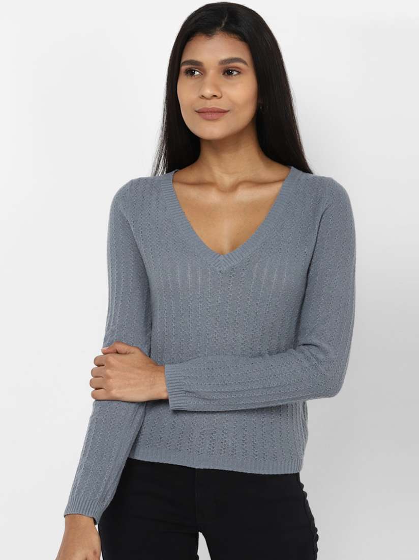 Buy AMERICAN EAGLE OUTFITTERS Women Grey Ribbed Pullover Sweater Sweaters for Women 13215448 Myntra