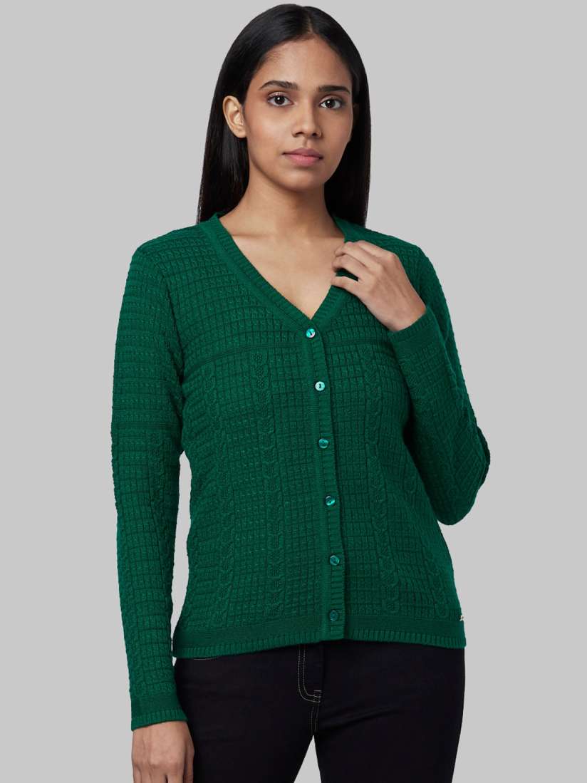 Buy Park Avenue Woman Women Green Self Design Cardigan Sweater Sweaters for Women 13215600 Myntra