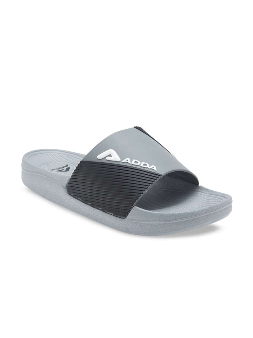 Buy Adda Men Grey \u0026 Black Colourblocked Sliders - Flip Flops for Men  13272310 | Myntra