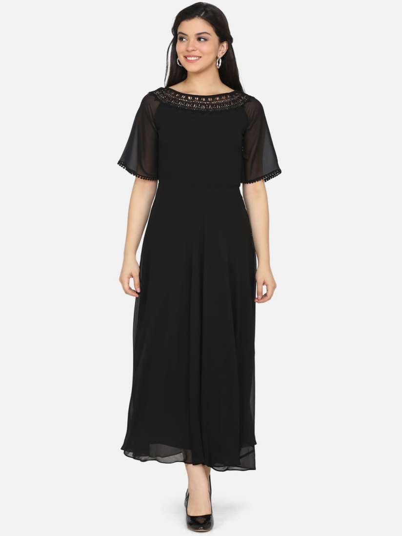 Buy Eavan Women Black Solid Maxi Dress Dresses for Women 13137346 Myntra