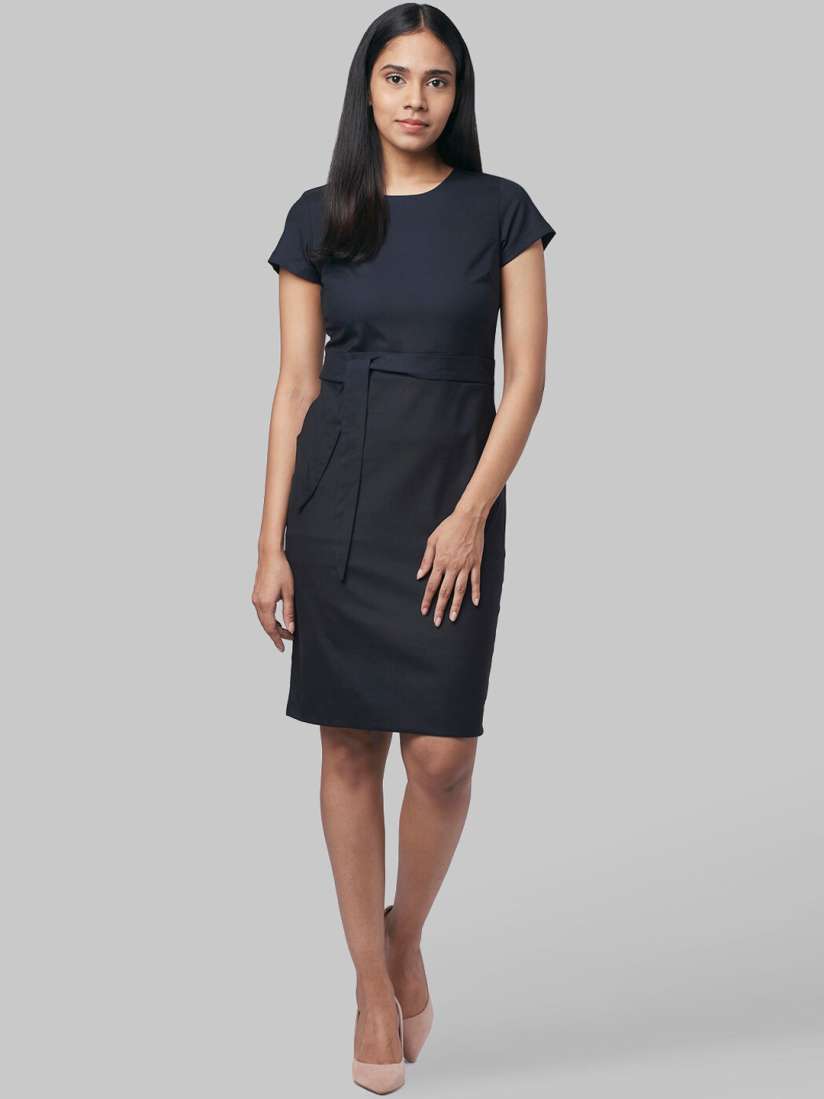 Buy Park Avenue Woman Navy Blue Solid Sheath Dress Dresses for Women 13286292 Myntra
