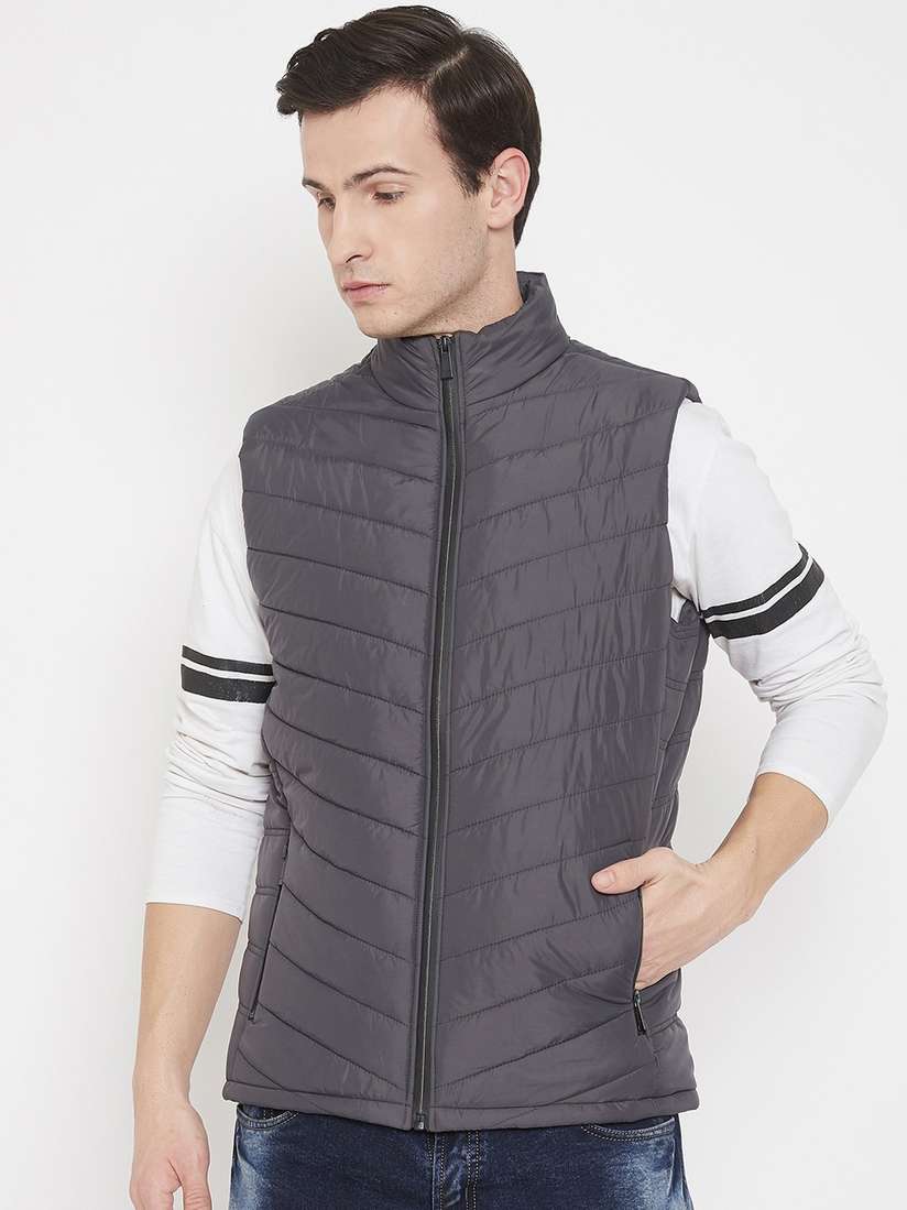 Octave Grey Jackets Buy Octave Men Grey Solid Lightweight Padded