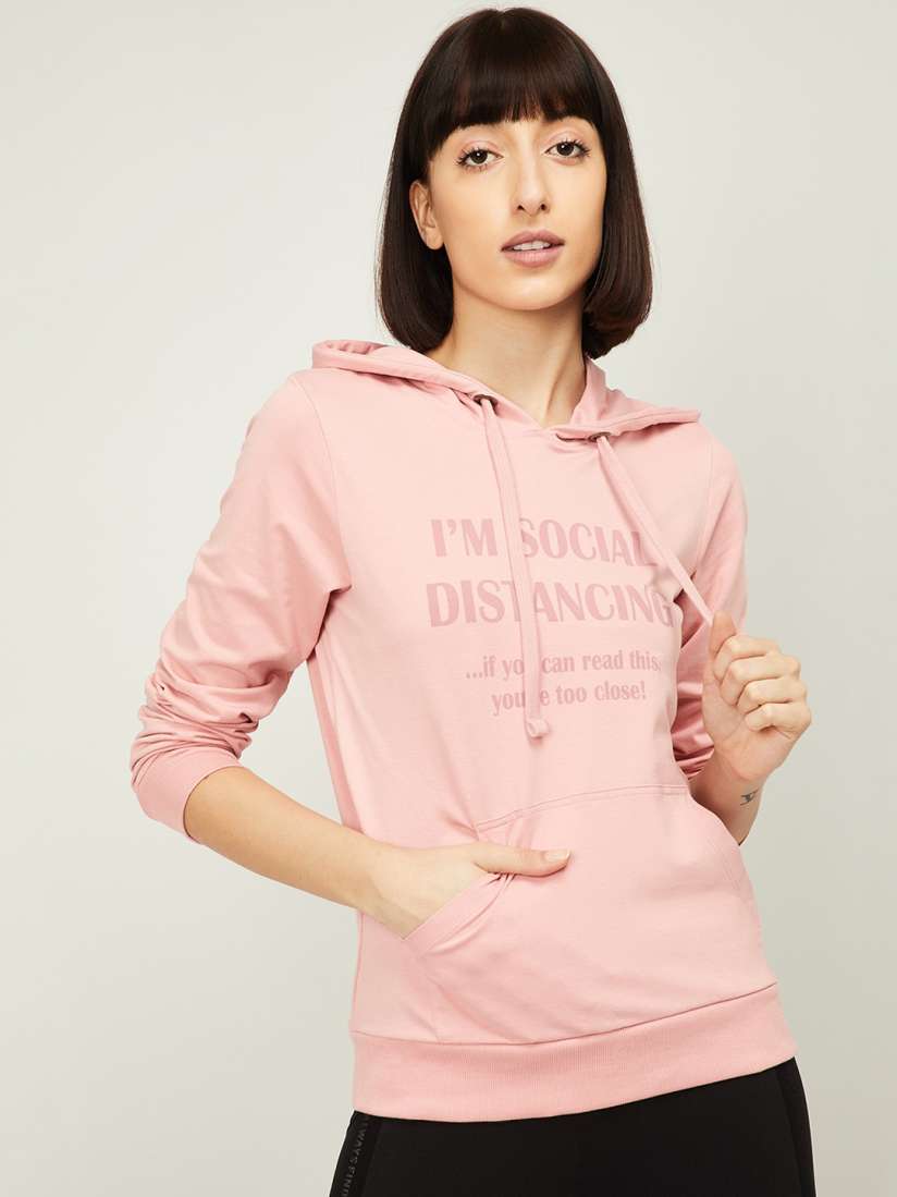Buy Kappa Women Pink Printed Hooded Sweatshirt Sweatshirts for Women 13313548 Myntra