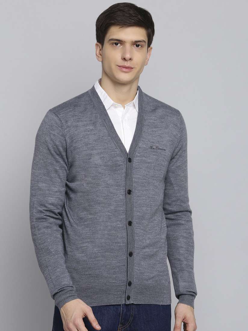 Buy BEN SHERMAN Men Grey Melange Solid Pullover Sweater Sweaters for Men 13314412 Myntra
