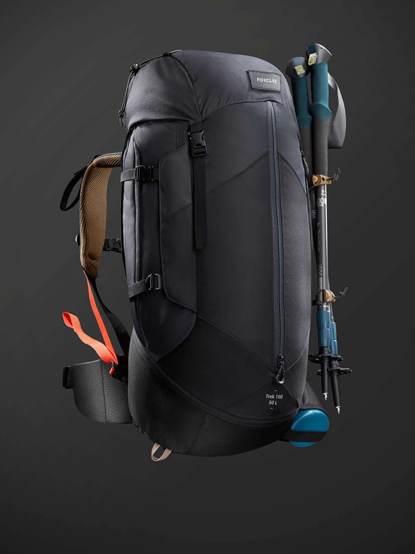 Buy FORCLAZ By Decathlon Unisex Solid Black Mt100 50L Trekking Bag Backpacks for Men 13314470 Myntra