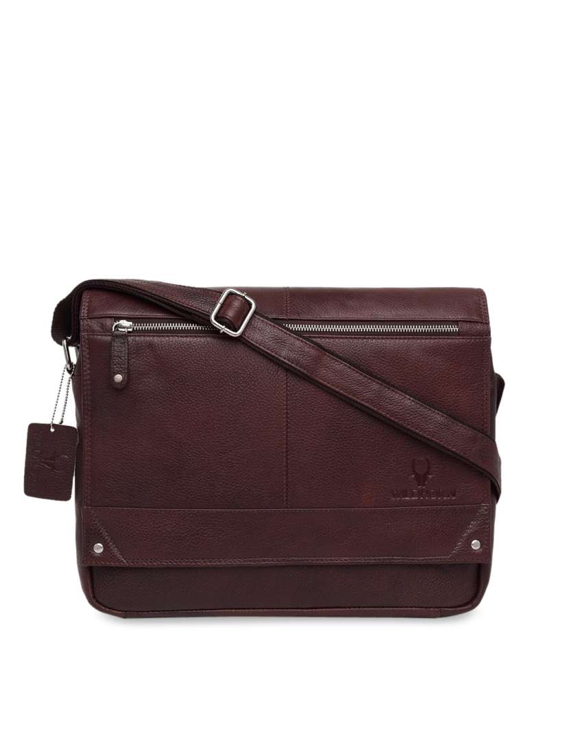 Buy WildHorn Men Maroon Solid Genuine Leather Messenger Bag Messenger Bag for Men 13330820 Myntra