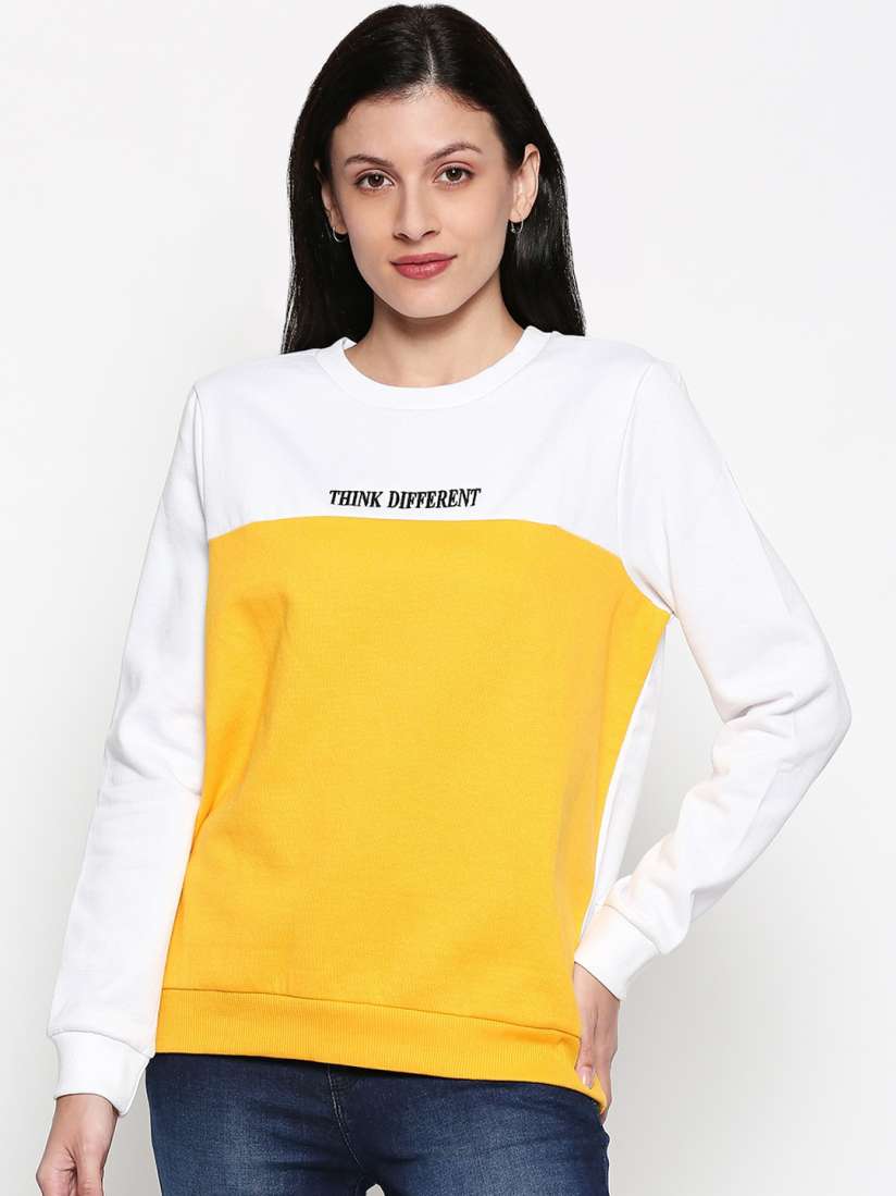 Buy Honey by Pantaloons Women Mustard Colourblocked Sweatshirt Sweatshirts for Women 13330202 Myntra