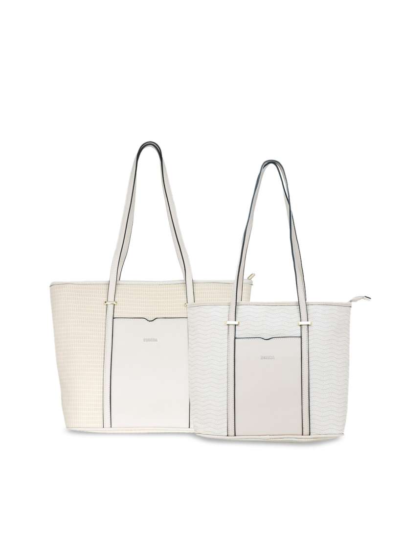 Buy ESBEDA Off White Pack Of 2 Solid Tote Bags Handbags for Women 13143494 Myntra