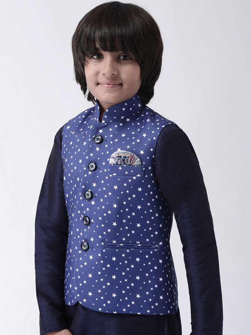 Buy Hangup Boys Blue White Printed Woven Nehru Jacket Nehru Jackets for Boys 13146830 Myntra