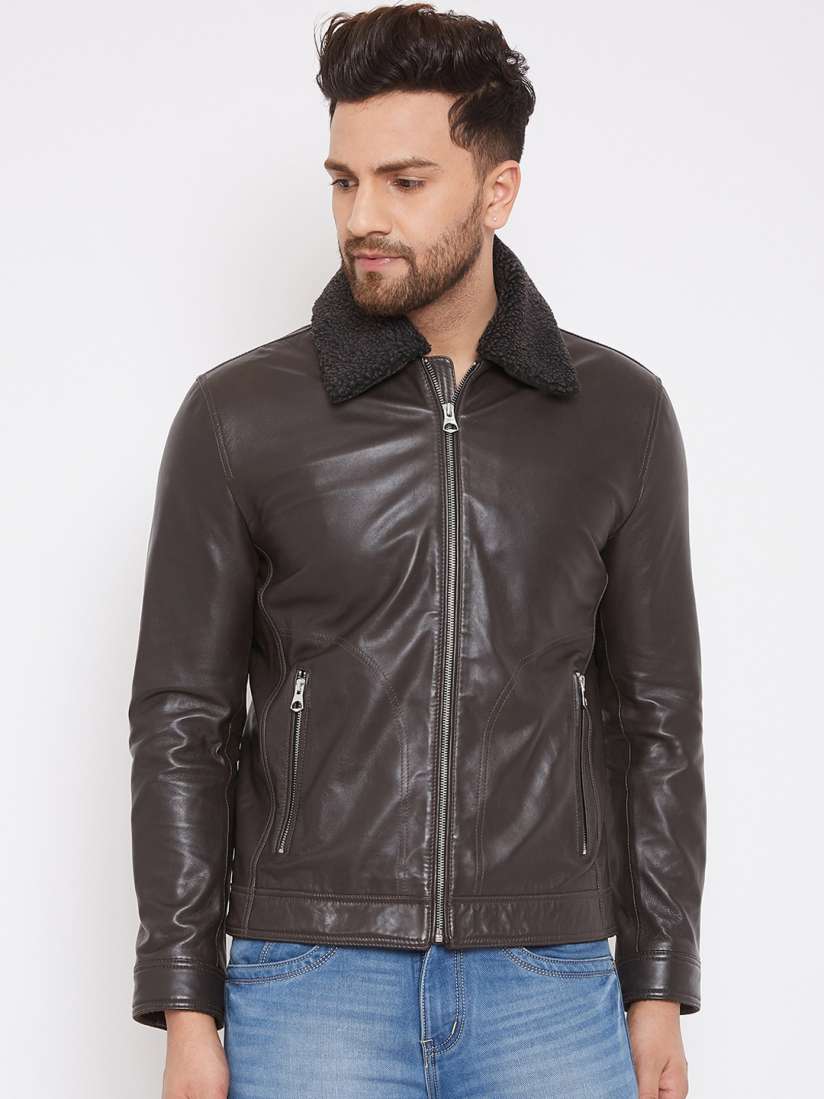 Buy Justanned Men Brown Solid Lightweight Leather Jacket Jackets for Men 13161540 Myntra