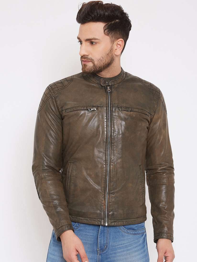 Buy Justanned Men Brown Solid Lightweight Leather Jacket Jackets for Men 13161556 Myntra