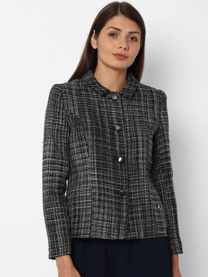 Buy Allen Solly Woman Women Grey Self Design Tailored Jacket Jackets for Women 13163702 Myntra
