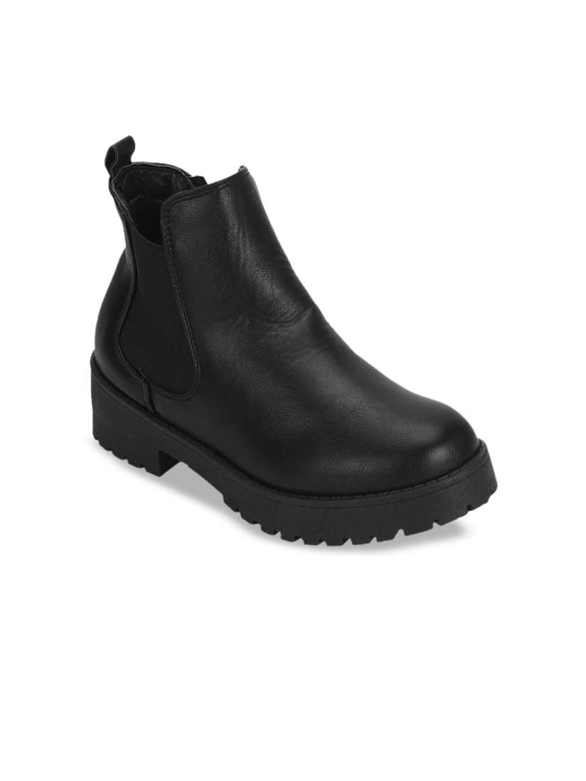 Buy Truffle Collection Women Black Solid Platform Heeled Boots Boots for Women 13153424 Myntra