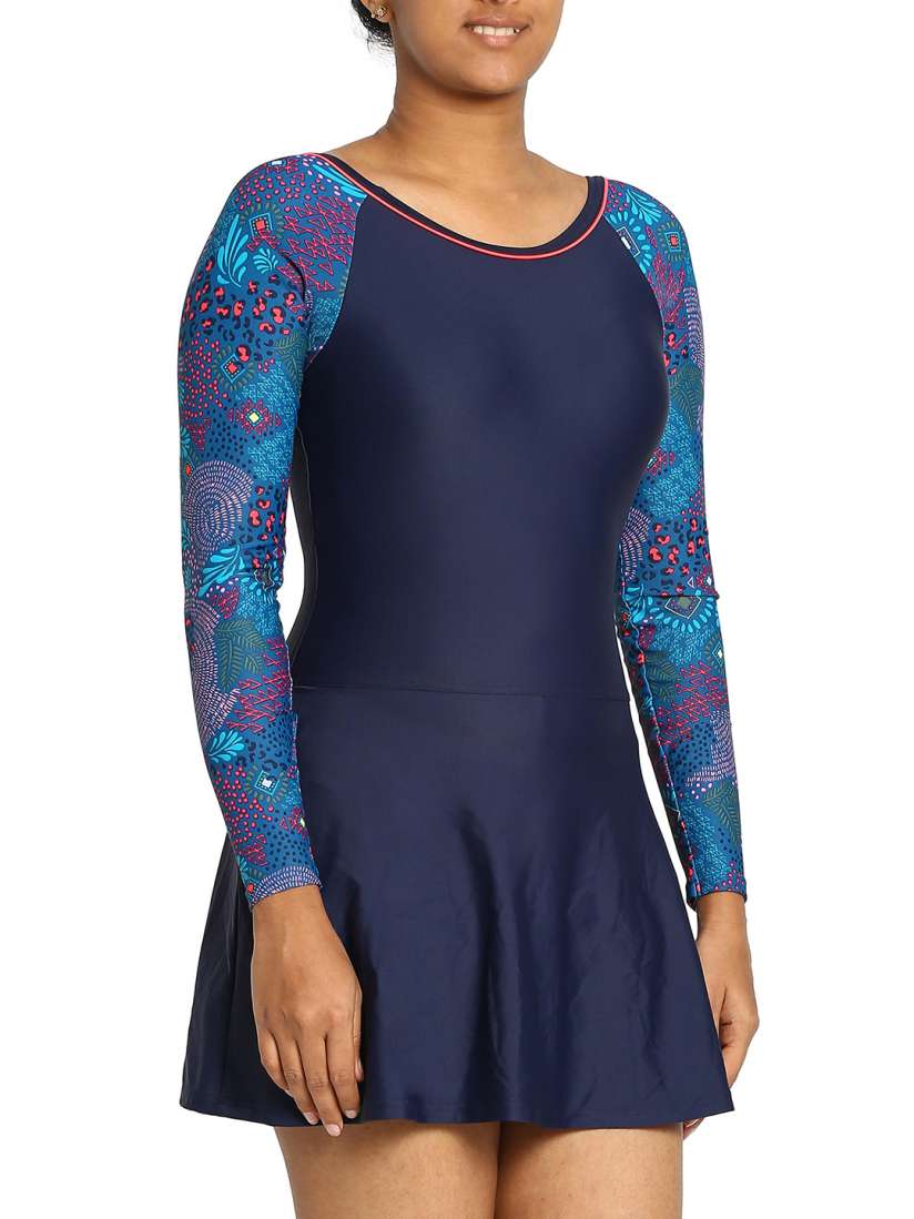 Buy Nabaiji By Decathlon Women Navy Blue Purple Printed Swimming Dress Swimwear for Women 13169528 Myntra