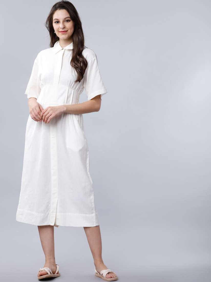 Buy Tokyo Talkies Women White Solid Shirt Dress Dresses for Women 13177750 Myntra