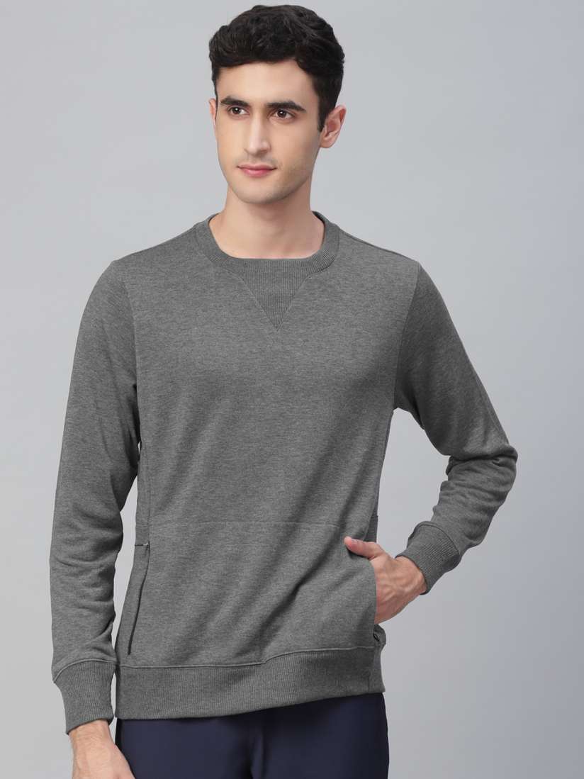 Buy ASICS Men Grey Solid Sweatshirt fuzeX CREW Sweatshirts for Men 13176768 Myntra