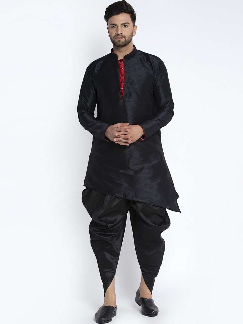 Buy Benstoke Men Black Striped Kurta with Dhoti Pants Kurta Sets for Men 13179034 Myntra