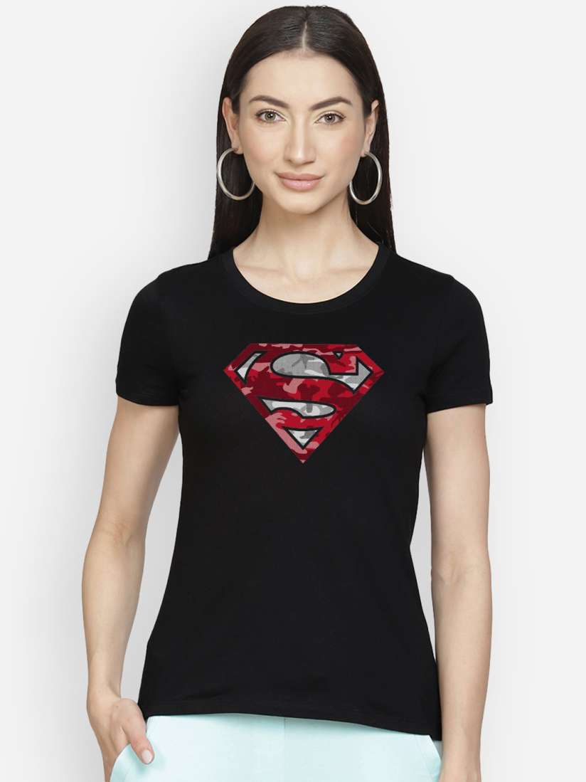 Superman t shirt for girls in black outlet