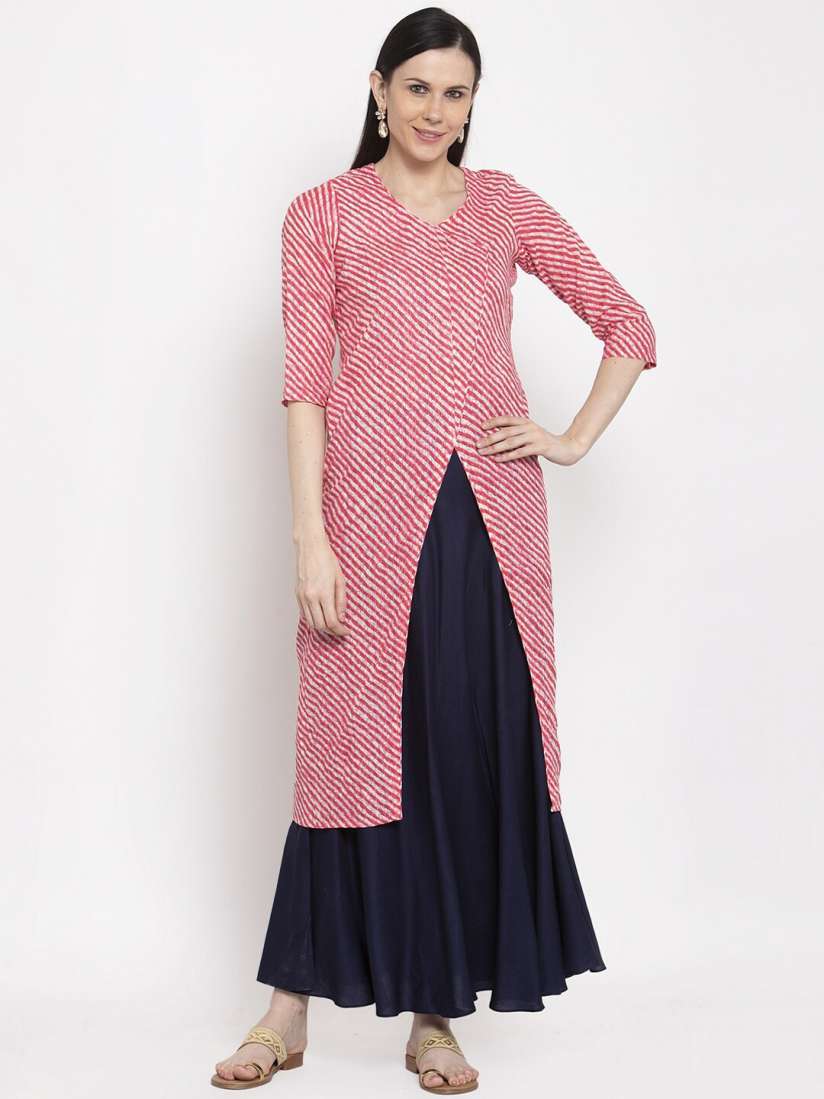 Buy DUGRI BE THE ONE Women Pink Blue Printed Indo Western Clothing Set Co Ords for Women 13185866 Myntra