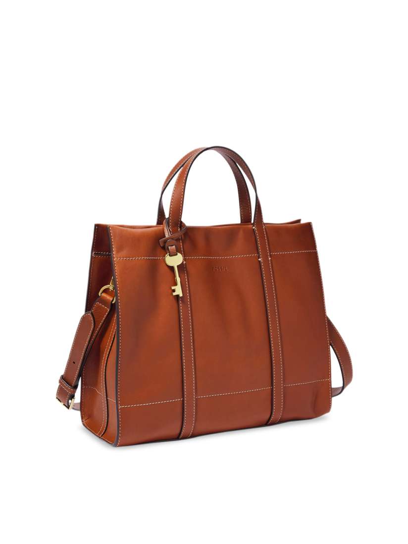 Buy Fossil Brown Solid Leather Handheld Bag Handbags for Women 11502168 Myntra