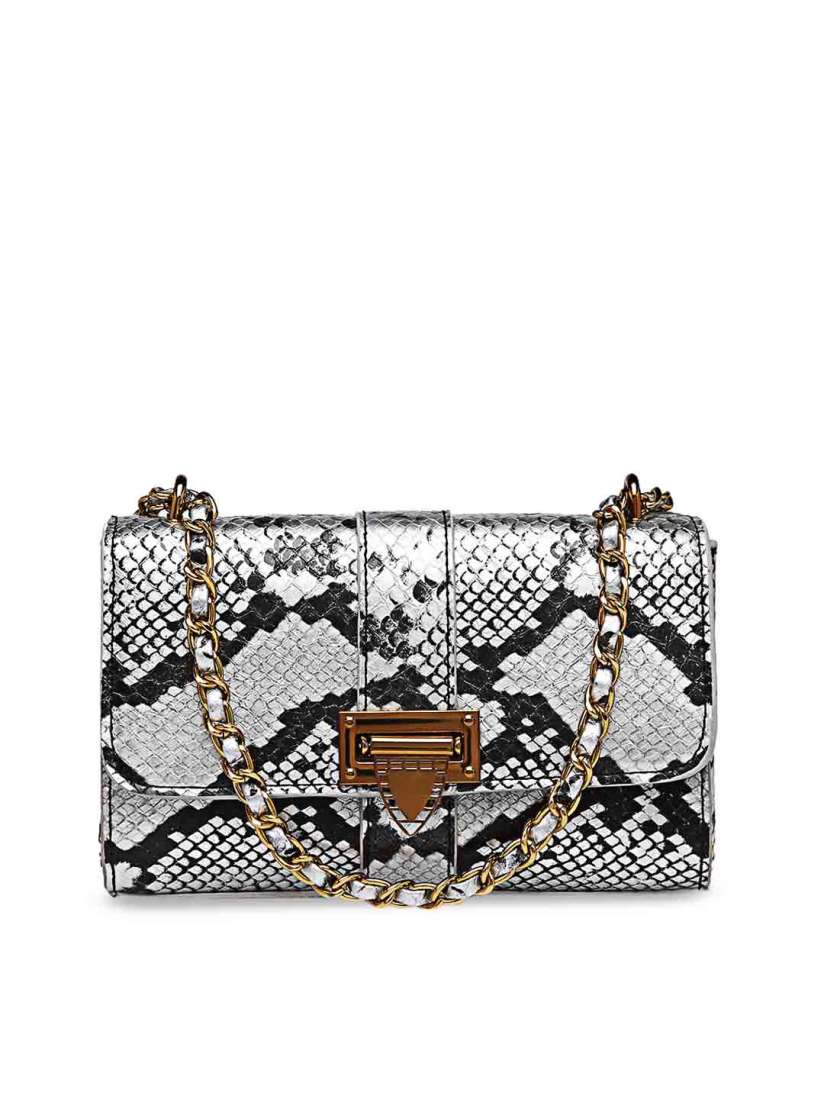 Buy Diana Korr Silver Coloured Black Snake Skin Printed Clutch Clutches for Women 11498392 Myntra