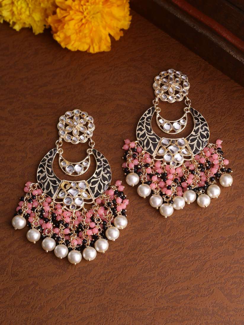 Pink and black earrings sale