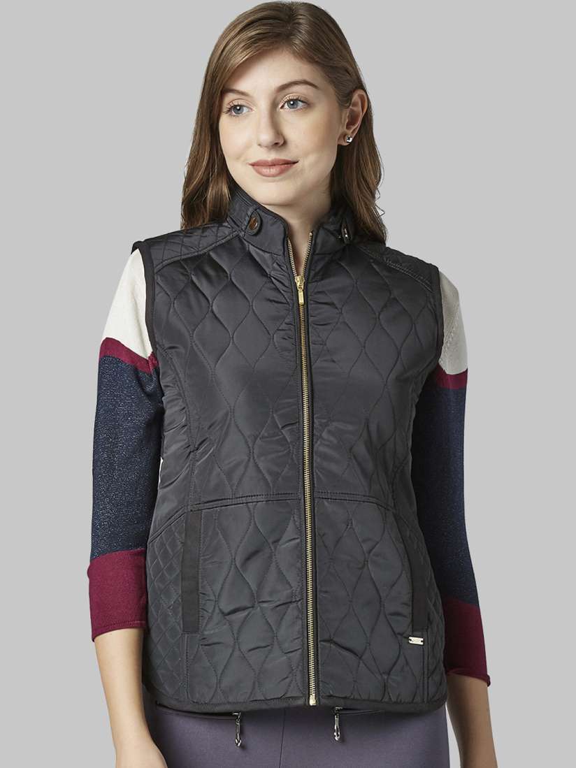 Buy Park Avenue Woman Black White Solid Quilted Jacket Jackets for Women 11561740 Myntra