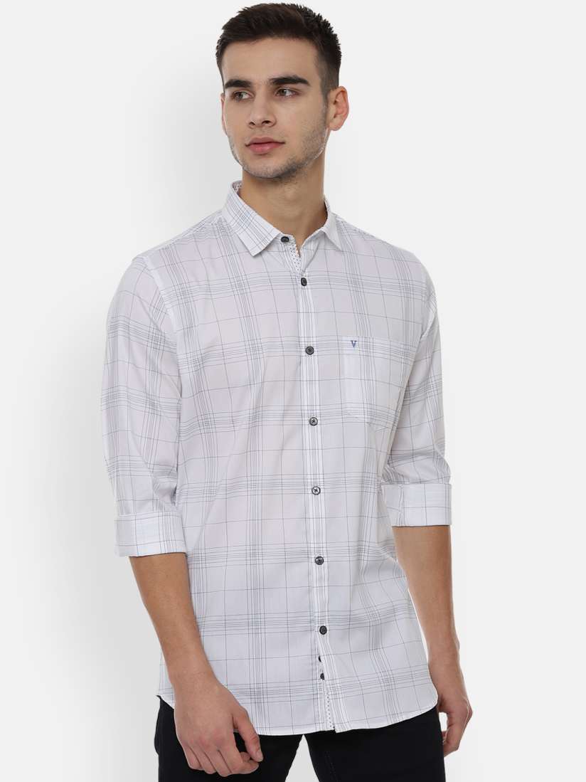 Buy Van Heusen Sport Men White Blue Slim Fit Checked Casual Shirt Shirts for Men 11567256 Myntra