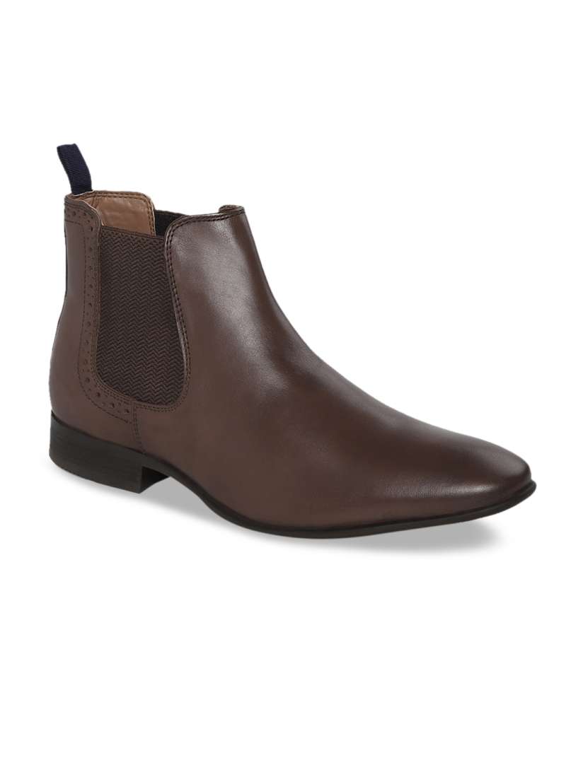 Buy Red Tape Men Brown Solid Leather Mid Top Flat Boots Casual Shoes for Men 11598622 Myntra