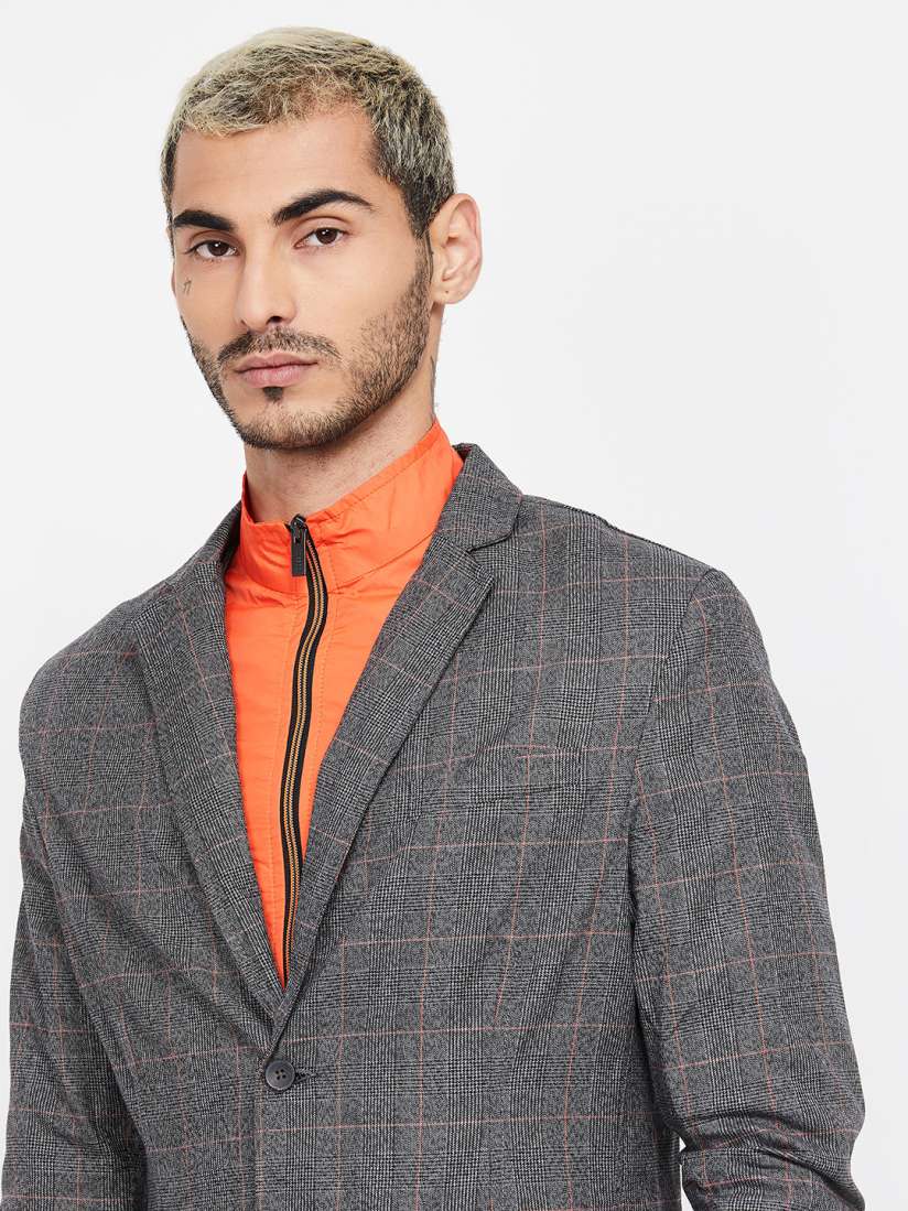 Buy Bossini Men Grey Self Checked Checked Single Breasted Prince Casual Blazer Blazers for Men 11605368 Myntra