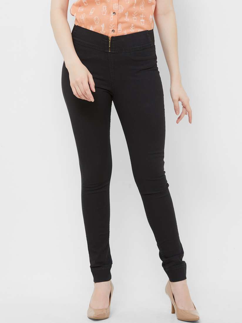 Buy 109F Women Black Solid Skinny Fit Treggings Jeggings for Women 11608632 Myntra