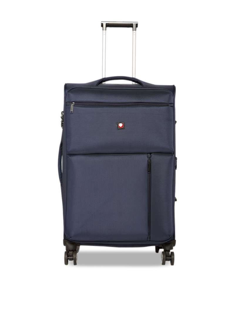 Buy SWISS BRAND Unisex Blue Solid Locarno 360 Degree Rotation Soft Sided Large Trolley Suitcase Trolley Bag for Unisex 11617774 Myntra
