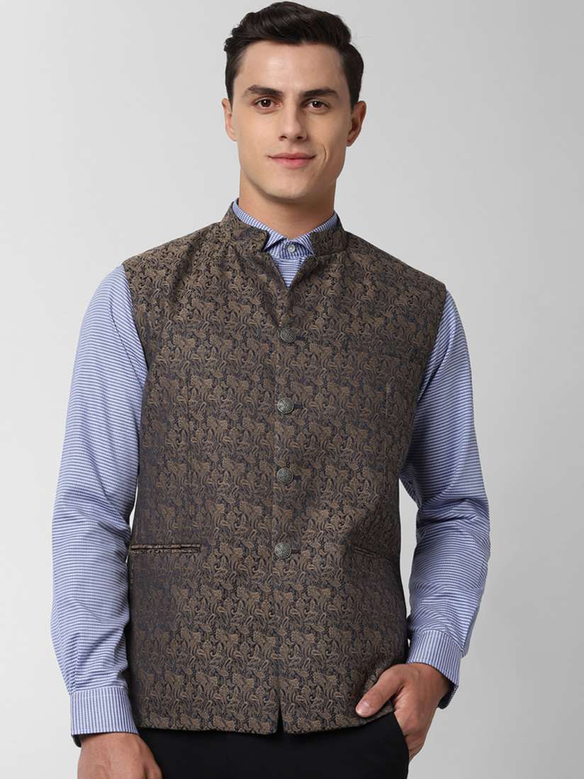 Buy Peter England Men Brown Black Printed Woven Nehru Jacket Nehru Jackets for Men 11616754 Myntra
