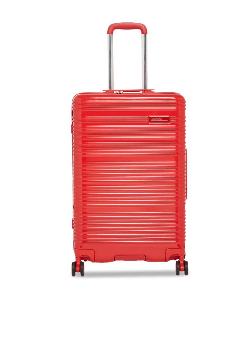 Buy Calvin Klein Unisex Red Textured Globetrotter Hard Sided Medium Trolley Suitcase Trolley Bag for Unisex 11619566 Myntra