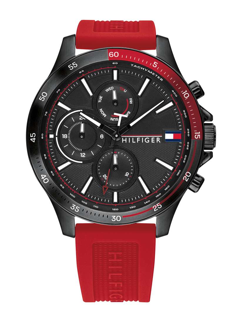 Tommy hilfiger black analog watch on sale
