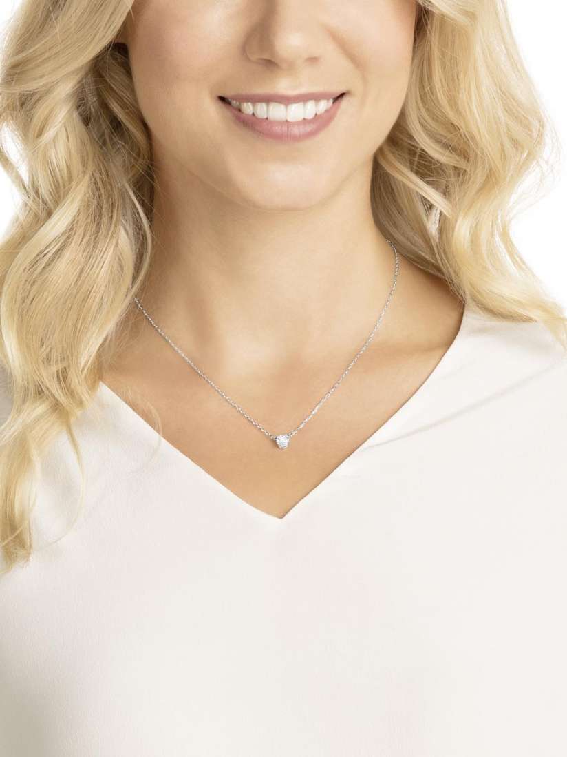 Swarovski attract round necklace white rhodium plating online