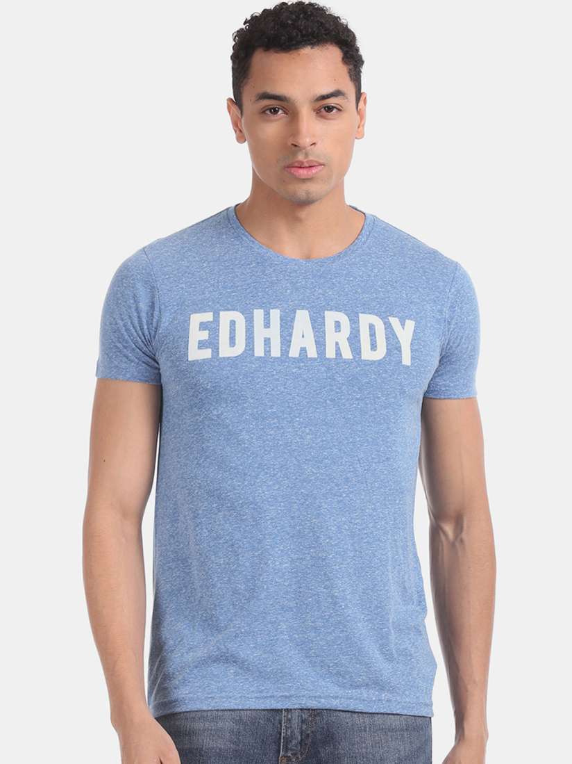 Buy Ed Hardy Men Blue White Printed Round Neck T shirt Tshirts for Men 11454228 Myntra