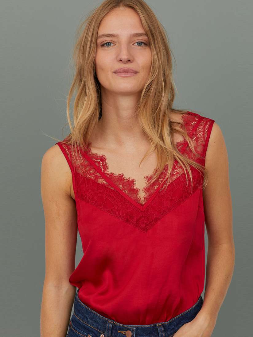 Red lace blouse h&m 2025
