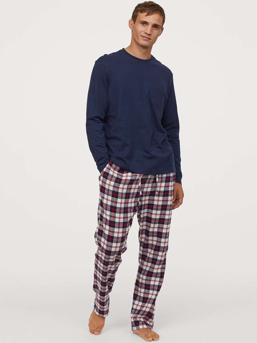 Buy H M Men Navy Blue Red Night Suit Night suits for Men 11470956 Myntra