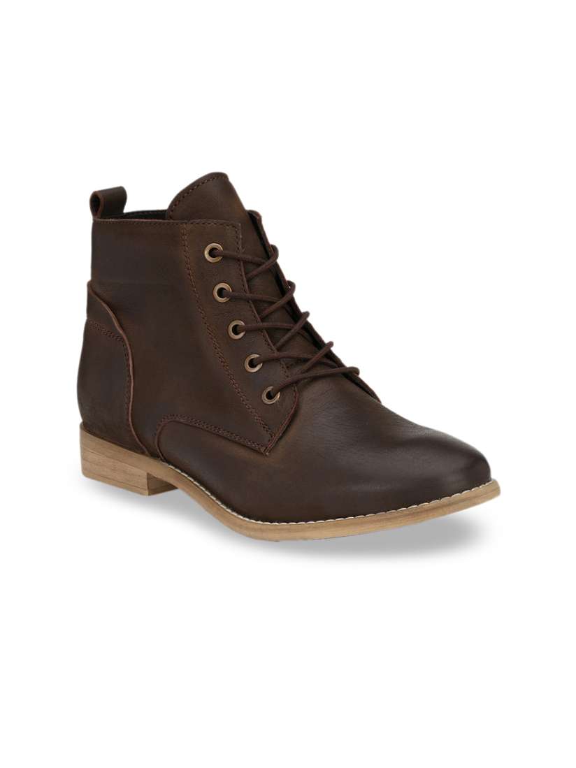 Buy Alberto Torresi Women Brown Solid Leather High Top Flat Boots Boots for Women 11717588 Myntra