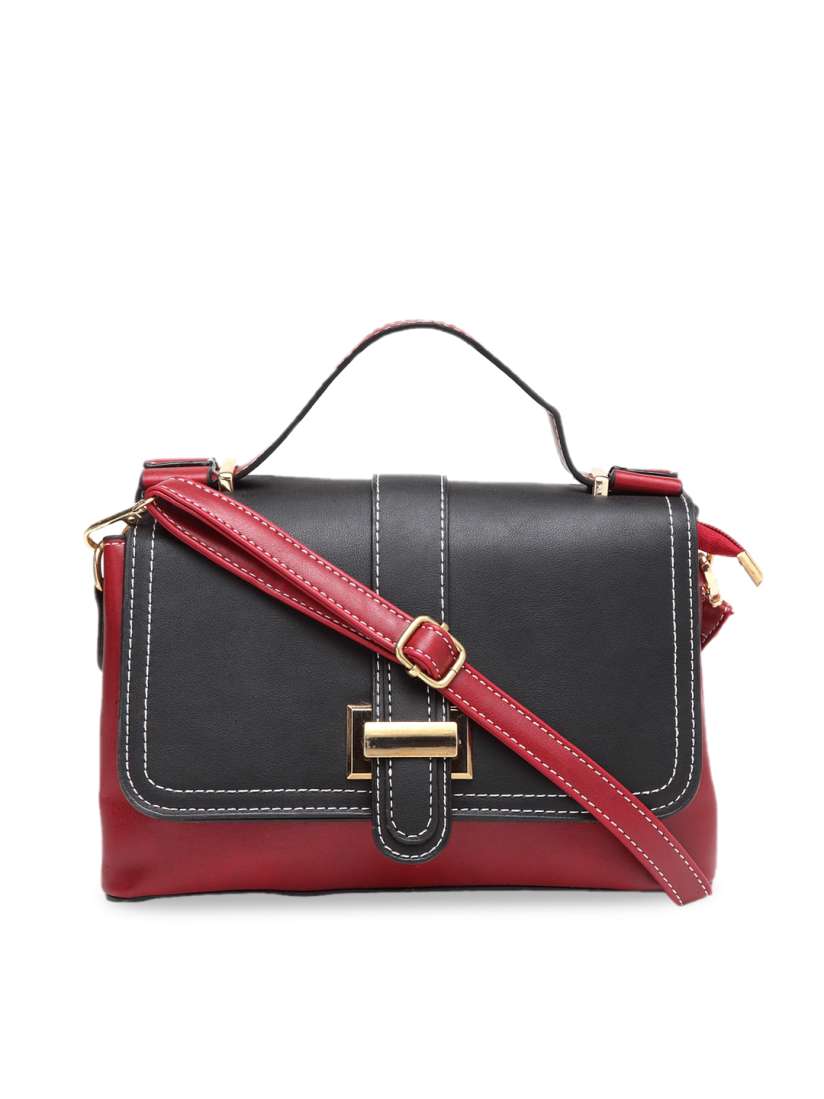 Buy Ladida Women Red Black Colourblocked Satchel Bag Handbags for Women 11718764 Myntra