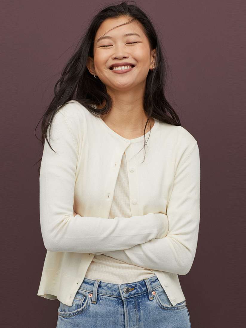 Buy H M Women White Fine knit cardigan Sweaters for Women 11719872 Myntra