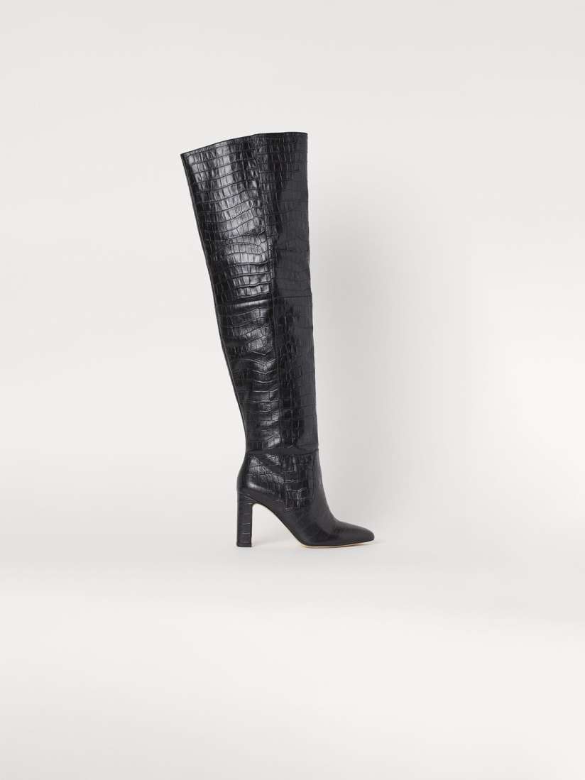 Buy H M Women Black Leather thigh boots Boots for Women 11729504 Myntra